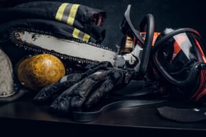 A close up image of firefighter equipment.