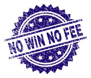 A purple 'No Win No Fee' stamp.
