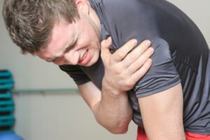 A gym user has had a shoulder injury.