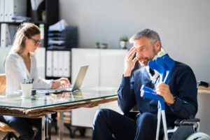 A client suffers serious neck injuries after an accident and uses a neck brace.
