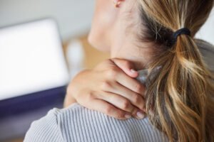 A woman suffers with a soft tissue injury after an accident.