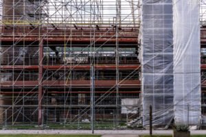 A construction and scaffolding site 