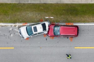 Two cares involved in a rear-end collision.